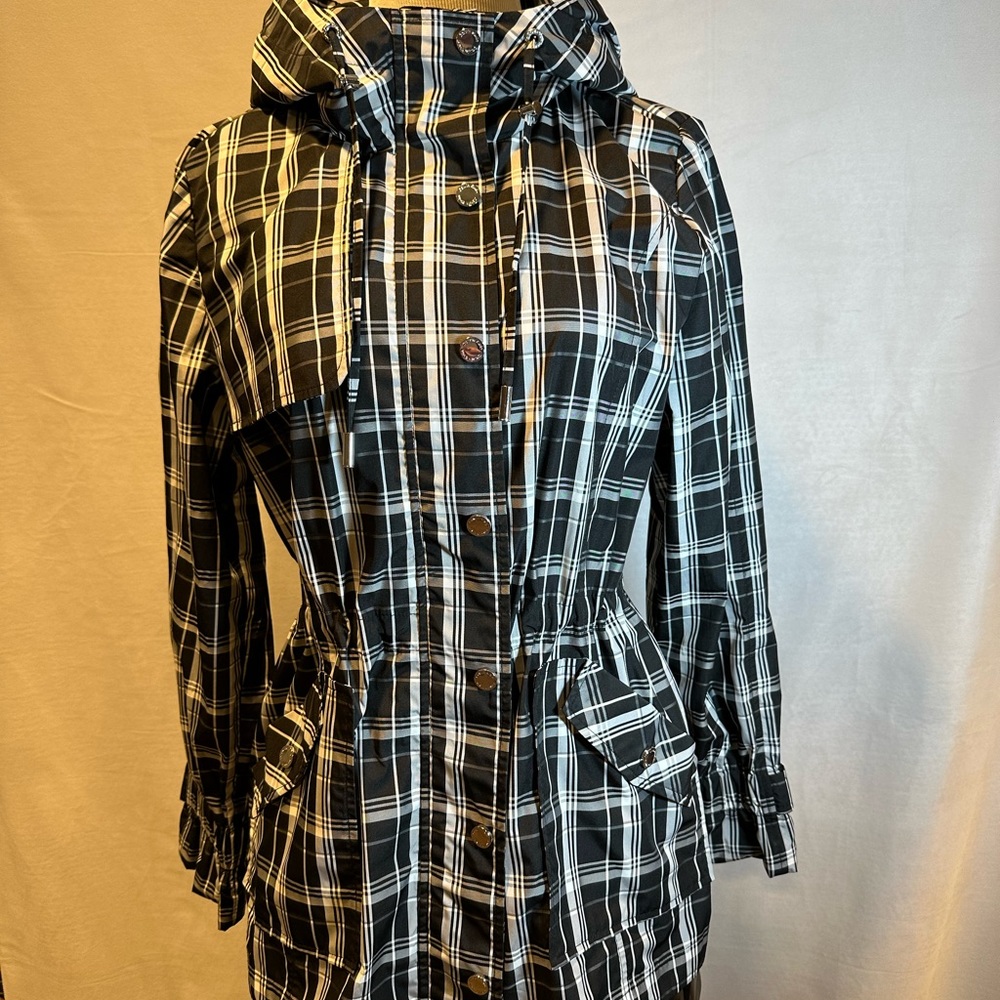 Calvin Klein Womens Hooded Plaid Jacket. Size XS
